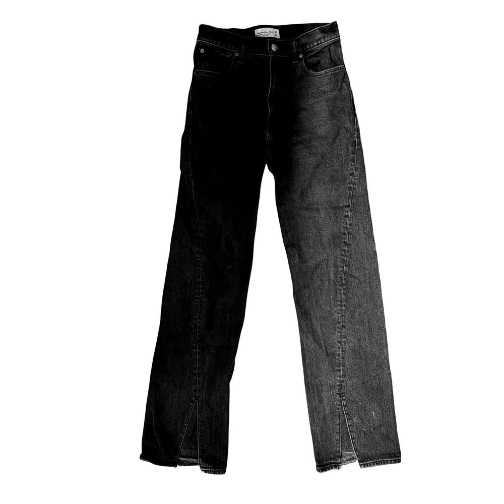 Abercrombie & Fitch The 90s Relaxed Jean High Rise Washed Black Slit Hem 26/2L